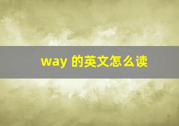 way 的英文怎么读